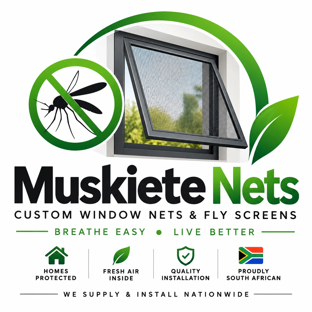 Modern window fitted with fine insect screen mesh allowing natural light and ventilation